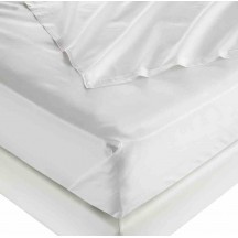 Drap i-CARE® blanc, 50% coton 50% polyester, 235x320cm (2 liserets orange)