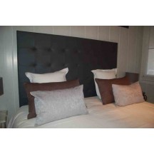 Tête de lit matelassée TANGO, coloris sable, tissu Douceur, L900 x H1200 mm